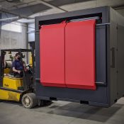 L-R Laser Cell being transported by a forklift