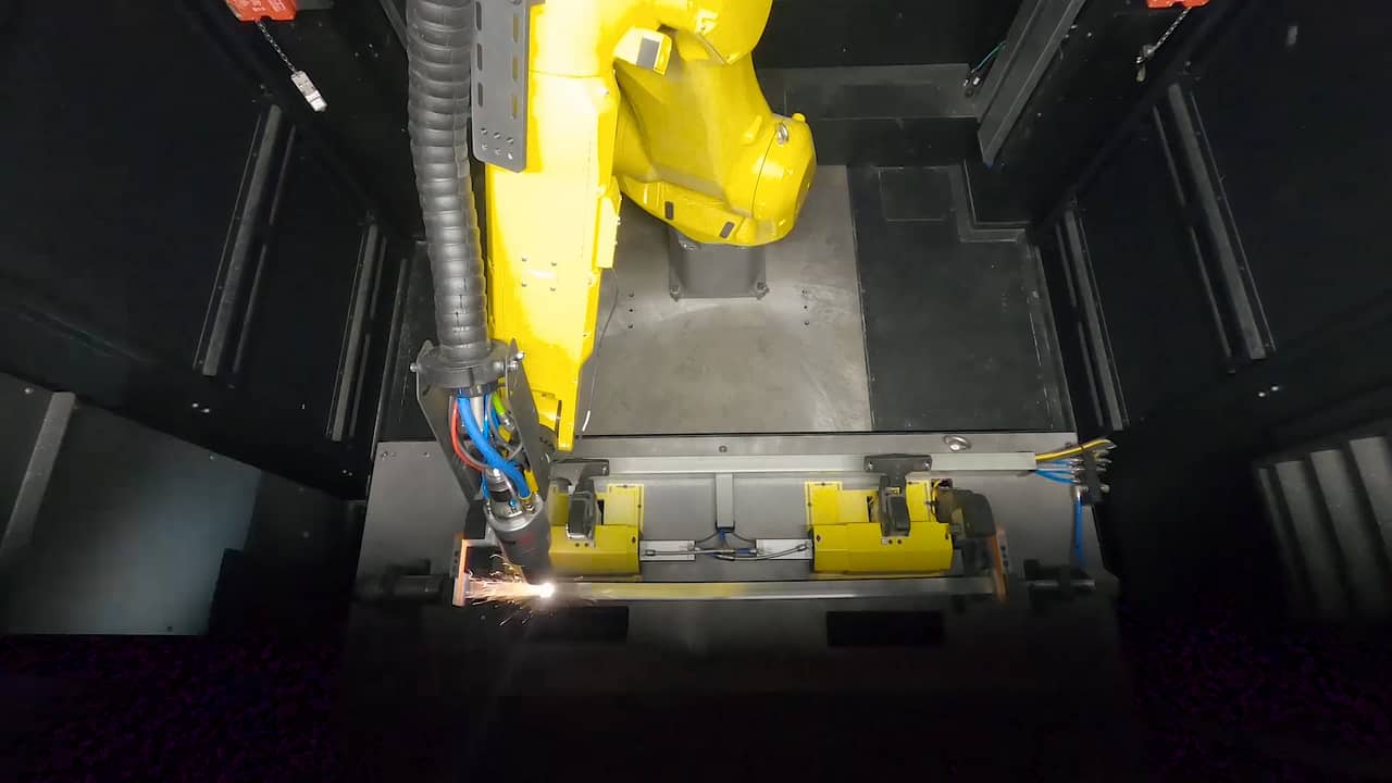 Robotic laser automation cell - interior view